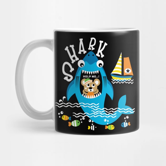 Shark Bear Mouth Cartoon by Mako Design 